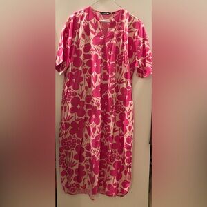 Marimekko Pink and tan Patterned midi dress. Very oversized.